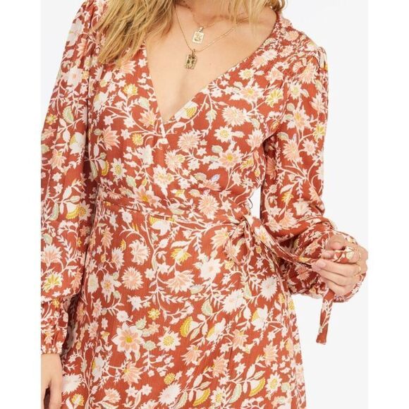✨Billabong Spring Romance Mini Wrap Red Clay Sz Large Dress✨ - Picture 3 of 10